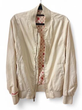Courvoisier Cream Bomber Jacket with Floral Lining